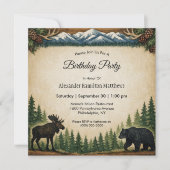 Invitation Fête d'anniversaire en forêt rustique (Devant)