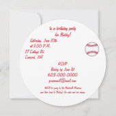 Invitation Fête d'anniversaire en forme de baseball (Dos)