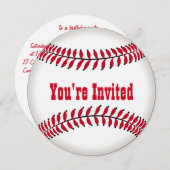 Invitation Fête d'anniversaire en forme de baseball (Devant / Derrière)
