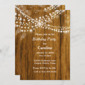 Invitation Fête d'anniversaire en forme de coeur rustique (Devant / Derrière)