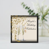 Invitation Fête d'anniversaire en ivoire et or (Debout devant)