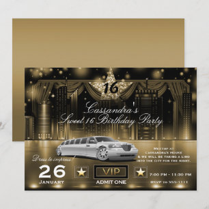 Invitation Fête d'anniversaire en limousine avec lumières noc