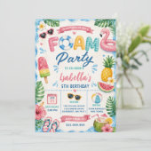 Invitation Fête d'anniversaire en mousse d'été (Debout devant)