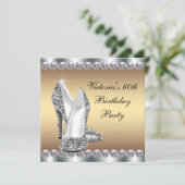 Invitation Fête d'anniversaire en or pour femme (Debout devant)