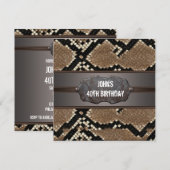 Invitation Fête d'anniversaire en peau de serpent de cuir (Devant / Derrière)