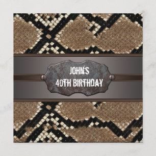 Invitation Fête d'anniversaire en peau de serpent en cuir