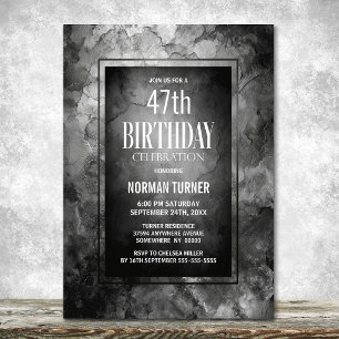 Invitation Fête d'anniversaire en pierre grise ardoise modern