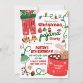 Invitation Fête d'anniversaire en pyjama de Noël (Devant)