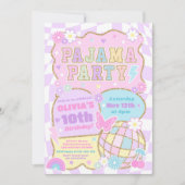 Invitation Fête d'anniversaire en pyjama Patch Varsity Prépa (Devant)