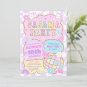 Invitation Fête d'anniversaire en pyjama Patch Varsity Prépa (Debout devant)