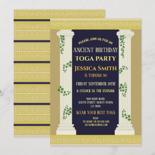 Invitation Fête d'anniversaire en toge romaine antique Ivy