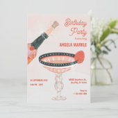 Invitation Fête d'anniversaire en verre de champagne vintage  (Debout devant)