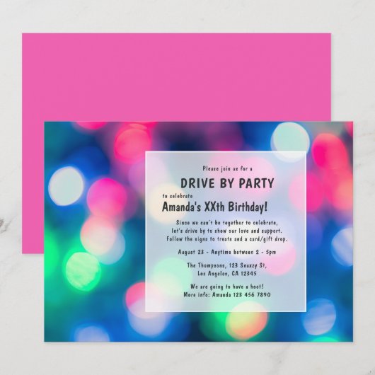 Invitation Fête d'anniversaire en voiture lors d'une soirée B (Devant / Derrière)