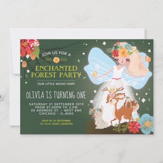 Invitation Fête d'anniversaire Enchanted Forest Fairy (Devant)