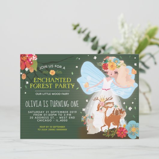 Invitation Fête d'anniversaire Enchanted Forest Fairy (Debout devant)