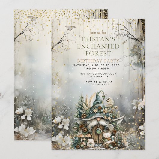 Invitation Fête d'anniversaire Enchanted Forest Kid (Devant / Derrière)