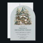 Invitation Fête d'anniversaire Enchanted Forest Kid<br><div class="desc">Une invitation magique à l'anniversaire de la forêt enchantée pour une petite fille ou un garçon fête d'anniversaire, avec un gnome de forêt enchanté et des animaux de bois sur une invitation à la forme voûtée. Personnaliser pour tout enfant d'âge. Disponible en version imprimée, en téléchargement numérique à envoyer sur...</div>