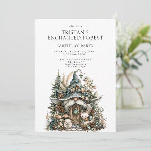 Invitation Fête d'anniversaire Enchanted Forest Kid (Debout devant)