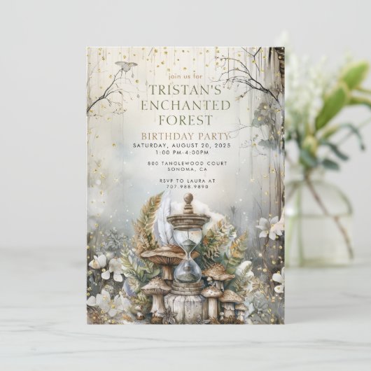 Invitation Fête d'anniversaire Enchanted Forest Kid (Debout devant)