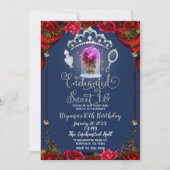 Invitation Fête d'anniversaire Enchanted Red Rose Beauty Swee (Devant)