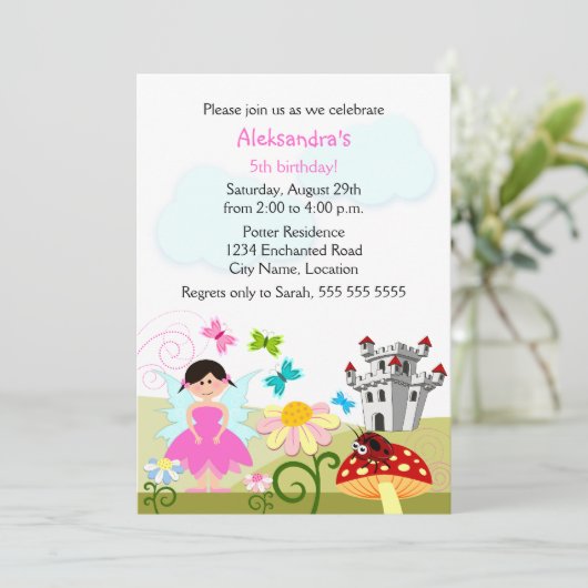 Invitation Fête d'anniversaire enchantée par les fées (Debout devant)