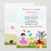 Invitation Fête d'anniversaire enchantée par les fées (Devant / Derrière)