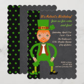 Invitation Fête d'anniversaire enfant irlandais né (Devant / Derrière)