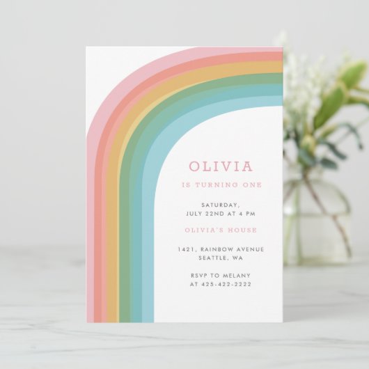 Invitation Fête d'anniversaire enfant Over the Rainbow Lumine (Debout devant)