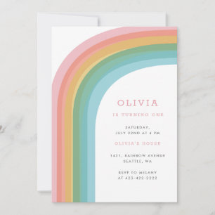 Invitation Fête d'anniversaire enfant Over the Rainbow Lumine