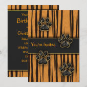 Invitation Fête d'anniversaire enfant Patte de Tigre (Devant / Derrière)