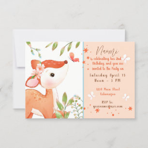 Invitation Fête d'anniversaire enfant personnalisée avec faon