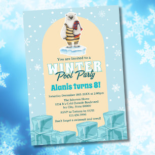 Invitation Fête d'anniversaire enfant thème ours polaire pisc