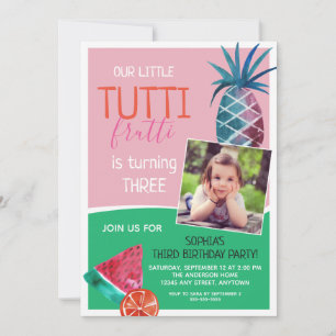 Invitation Fête d'anniversaire enfant Tutti Frutti