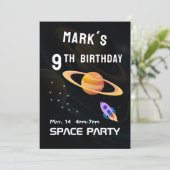 Invitation Fête d'anniversaire Espace Spatial Extérieur (Debout devant)