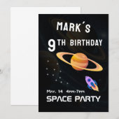 Invitation Fête d'anniversaire Espace Spatial Extérieur (Devant / Derrière)