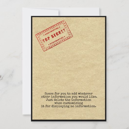 Invitation Fête d'anniversaire espion (Dos)