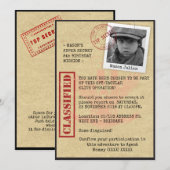 Invitation Fête d'anniversaire espion (Devant / Derrière)