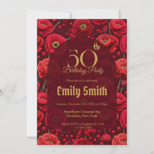 Invitation Fête d'anniversaire esthétique Ranunculus inspirée