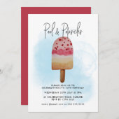 Invitation Fête d'anniversaire estivale à l'aquarelle avec pi (Devant / Derrière)