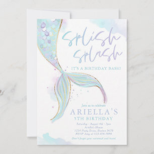 Invitation Fête d'anniversaire estivale de sirène au bord de