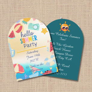 Invitation Fête d'anniversaire estivale Festival Plage Coloré