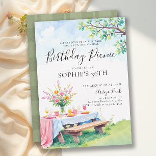 Invitation Fête d'anniversaire estivale Pique-nique Élégant P
