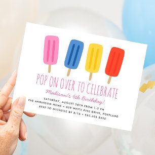 Invitation Fête d'anniversaire estivale Pop On Over pour enfa