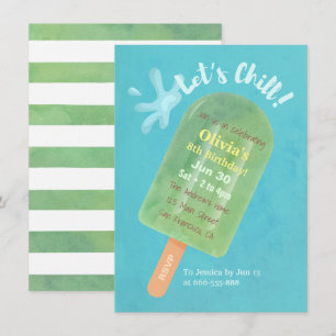 Invitation Fête d'anniversaire estivale Popsicle Vert Détente