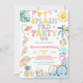 Invitation Fête d'anniversaire estivale Tropical Splash Pad (Devant)
