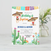 Invitation Fête d'anniversaire et baptême pour les garçons ju (Debout devant)