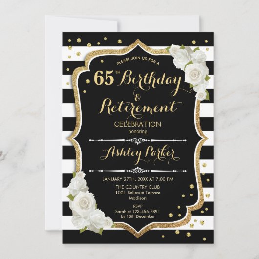 Invitation Fête d'anniversaire et de départ à la retraite - N (Devant)