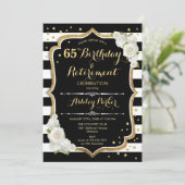 Invitation Fête d'anniversaire et de retraite - Noir Blanc Or (Debout devant)