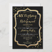 Invitation Fête d'anniversaire et de retraite - Or noir (Devant)