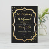 Invitation Fête d'anniversaire et de retraite - Or noir (Debout devant)